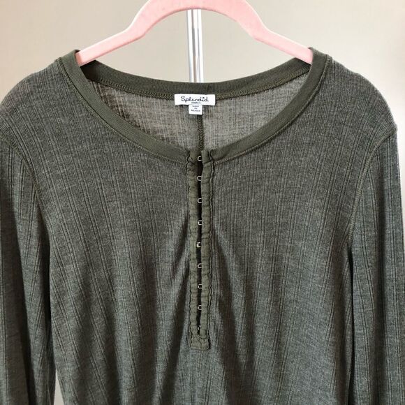 Splendid Emery Ribbed Henley Tee Green Small - Picture 5 of 10